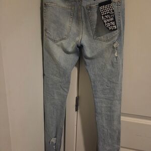 Men's Light Blue Skinny Jeans with Patch Detail